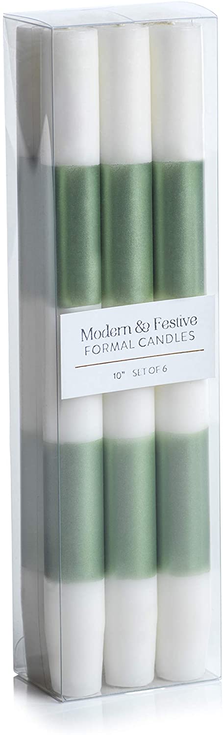 Modern & Festive Green Formal Candles, Set of 6