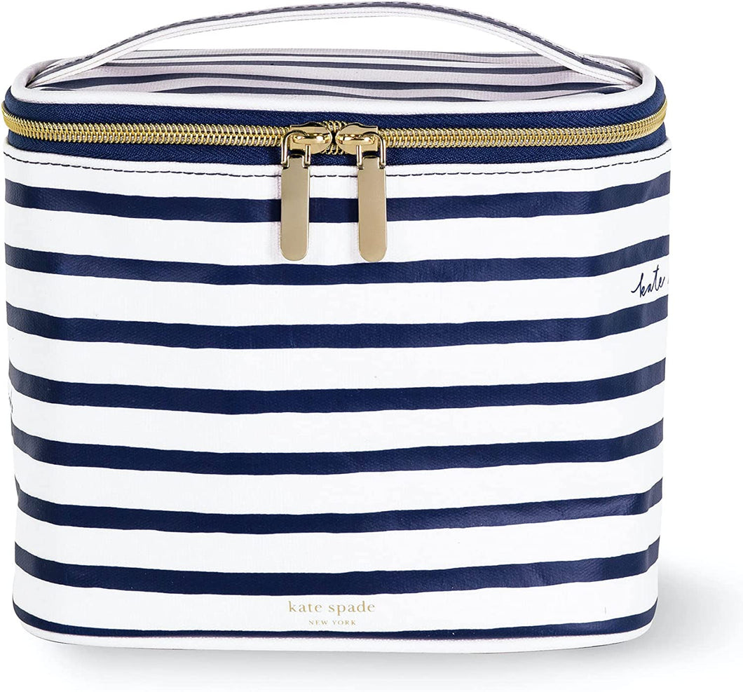 Lunch Tote, Navy Painted Stripe