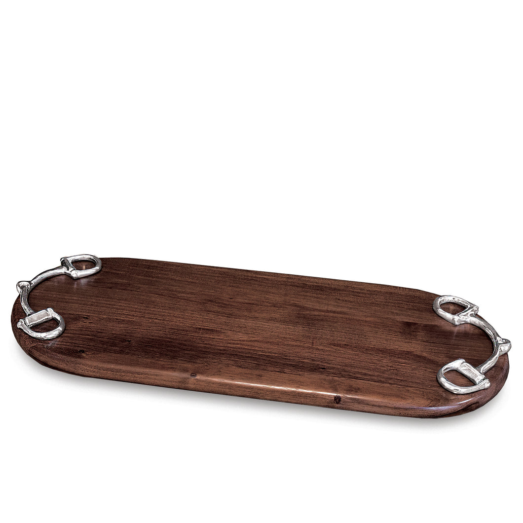 WOOD Western Long Oval Cutting Board with Equestrian Handles