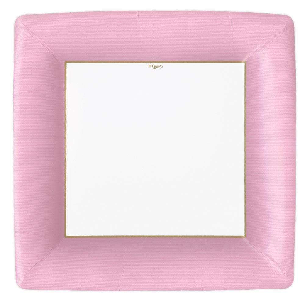 Grosgrain Square Paper Dinner Plates in Light Pink - 8 Per Package