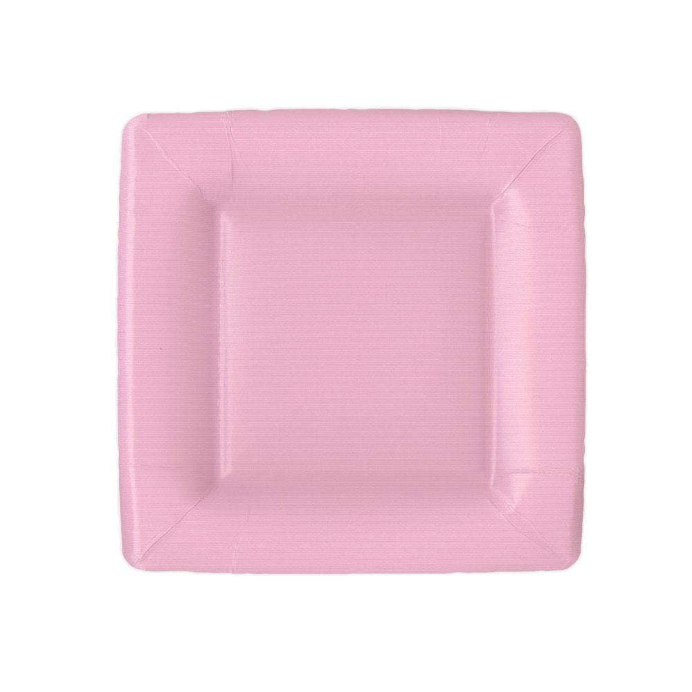 Grosgrain Square Paper Salad & Dessert Plates in Light Pink - 8 Per Package