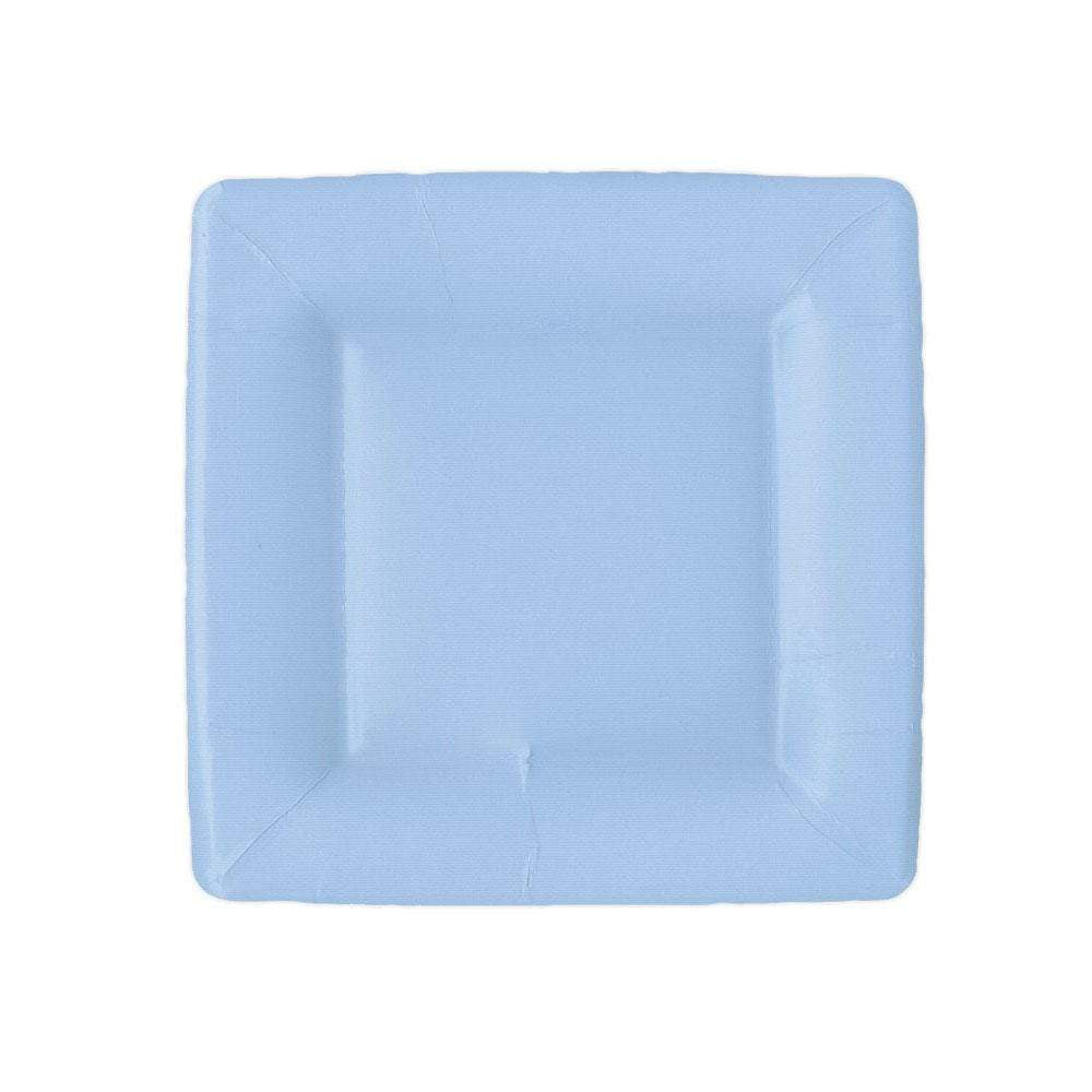 Grosgrain Square Paper Salad & Dessert Plates in Light Blue - 8 Per Package