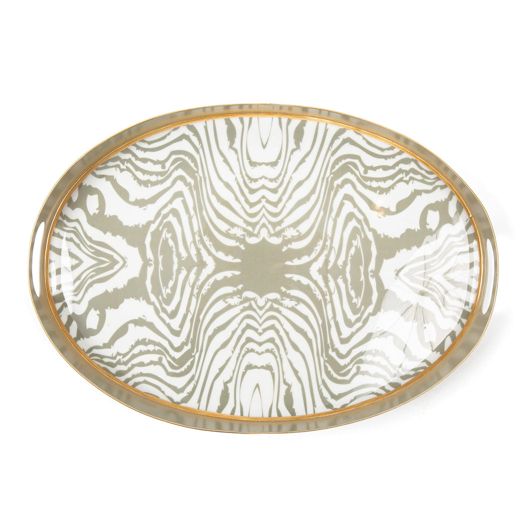 Faux Bois Enameled Oval Tray