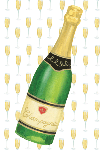 Champagne Bottle Anniversary Card with Gold Foil