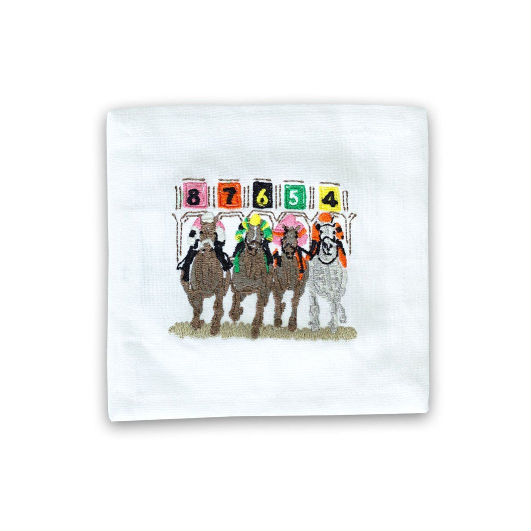 Away They Go Embroidered Cocktail Napkin, Set of 6