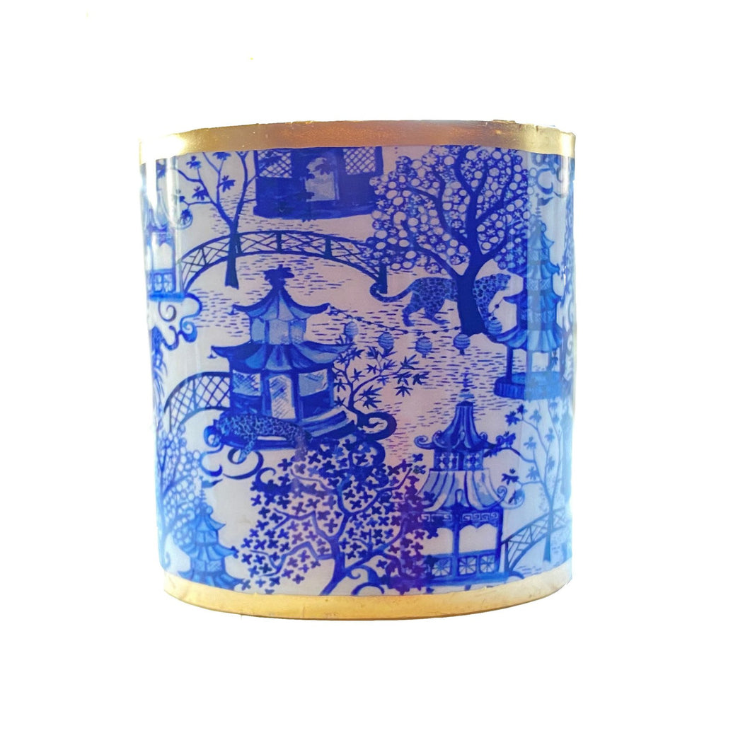 Blue Garden Party Enameled Napkin Ring, Set of 4