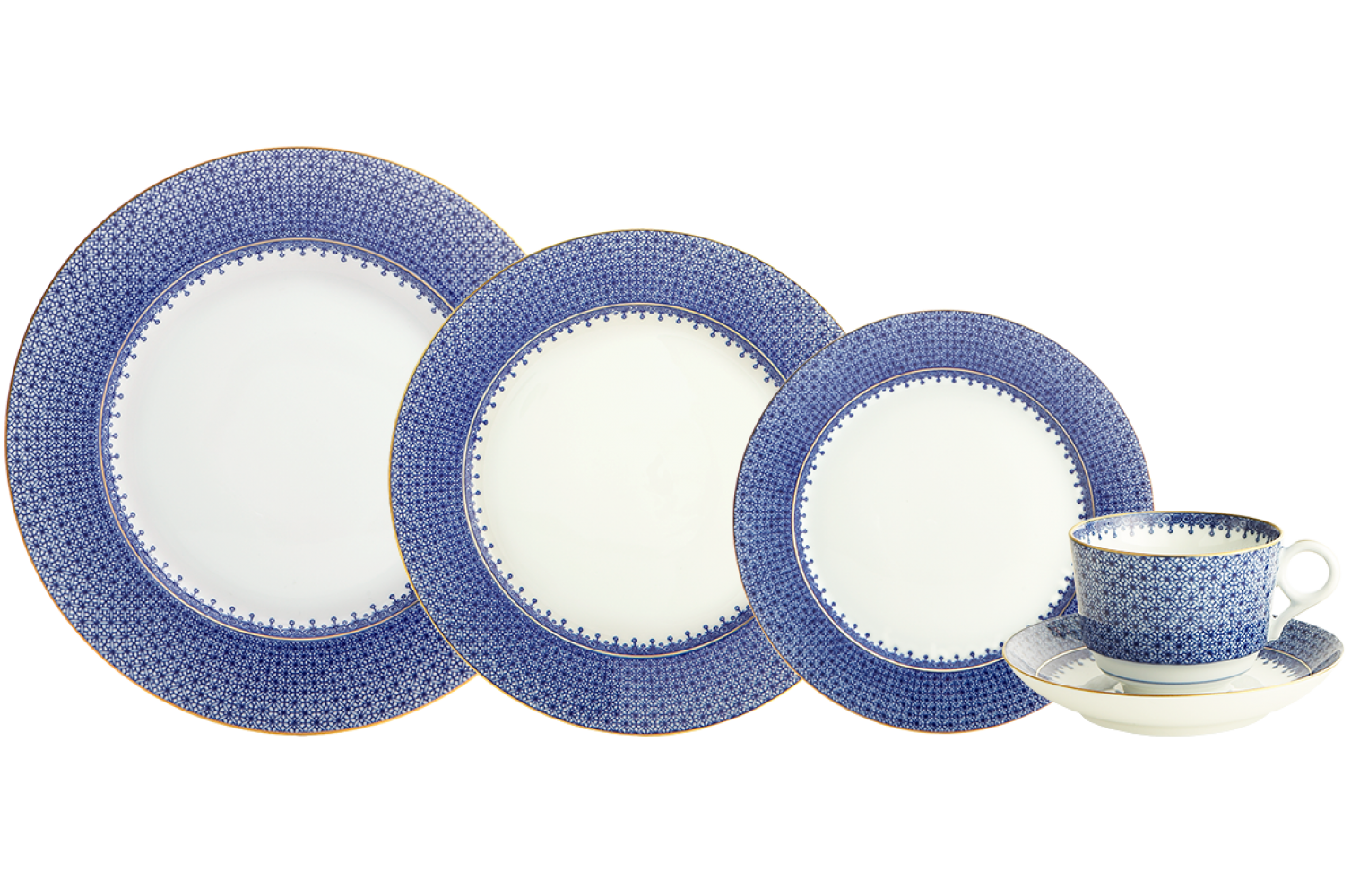 BLUE LACE 5PC PLACE SETTING