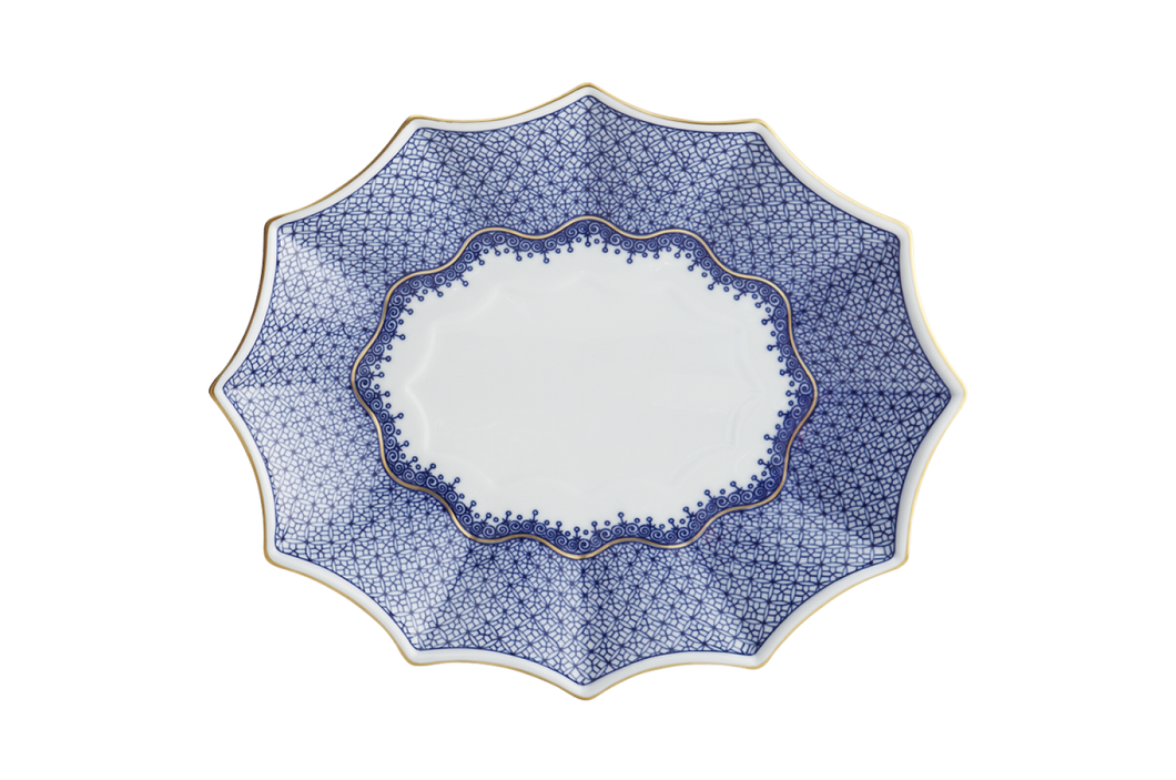 Blue Lace Fluted Tray, Large