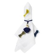 Load image into Gallery viewer, Bora Bora Napkins, Blue-Green Bows on White, set of 4
