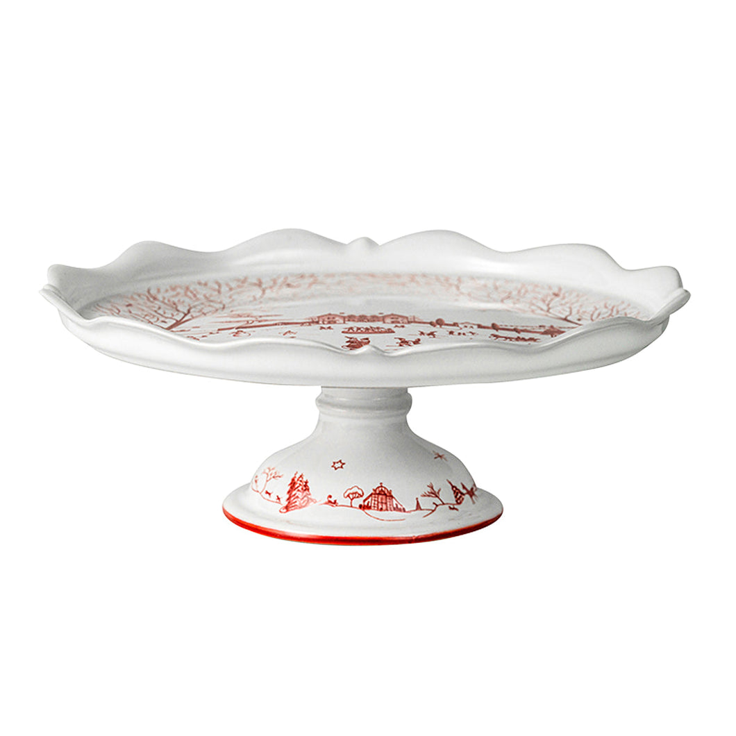 Country Estate Winter Frolic Cake Stand, Ruby