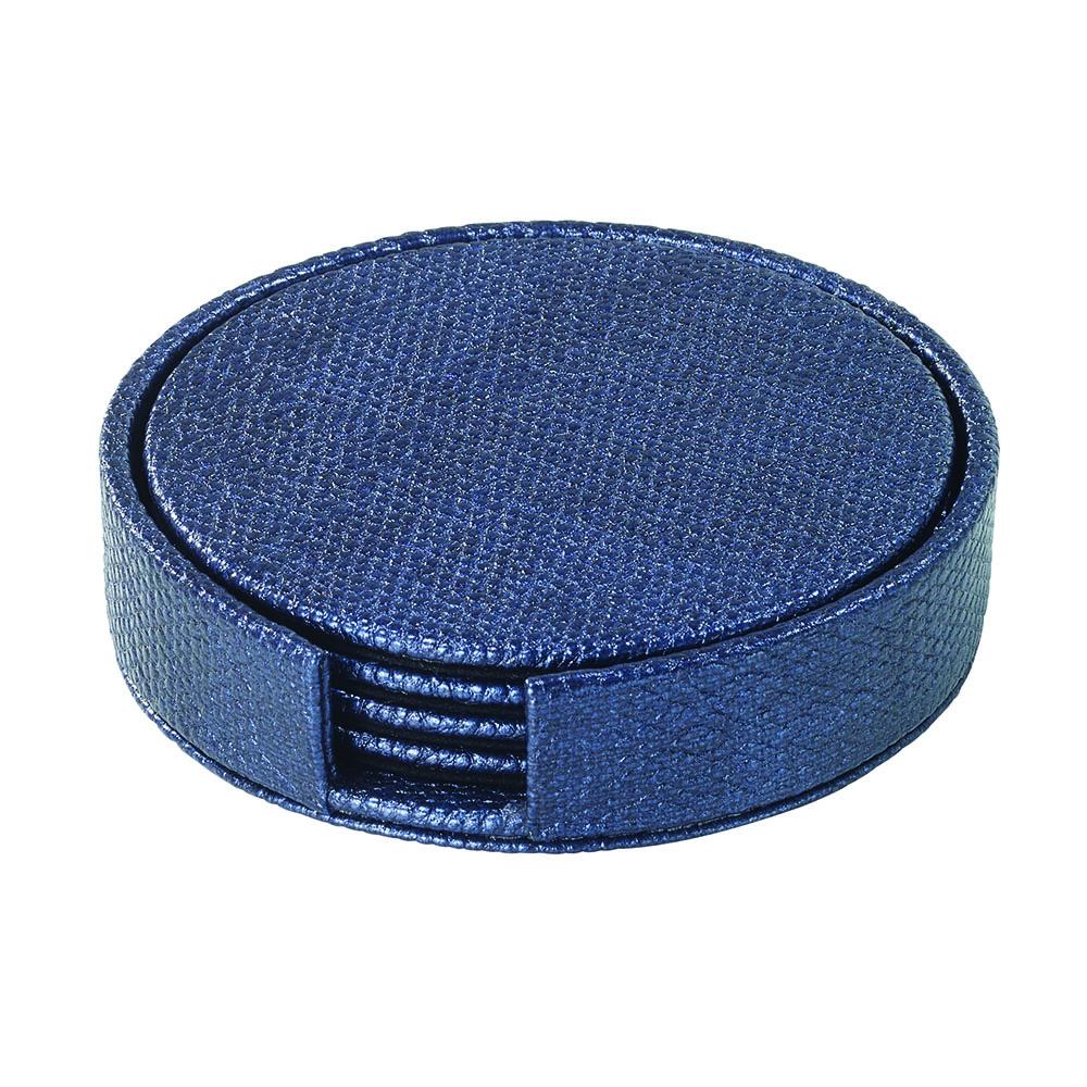Luster Boxed Coaster Set, Navy