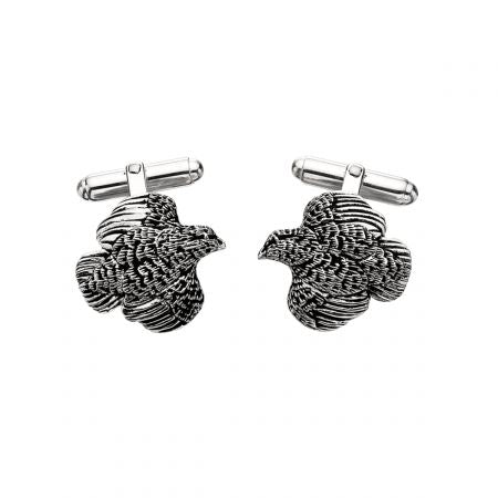 Quail Cufflink Pair, Sterling Silver