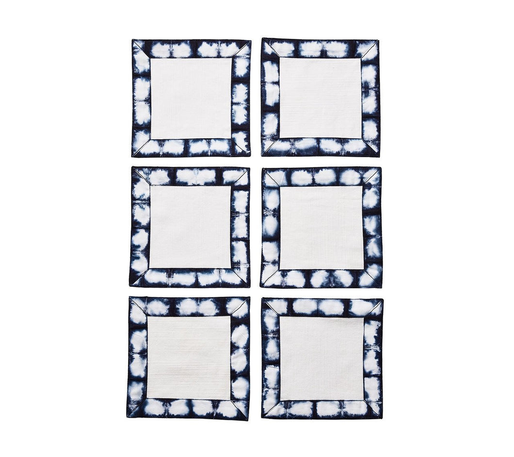 Navy Shibori Cocktail Napkins, Set of 6