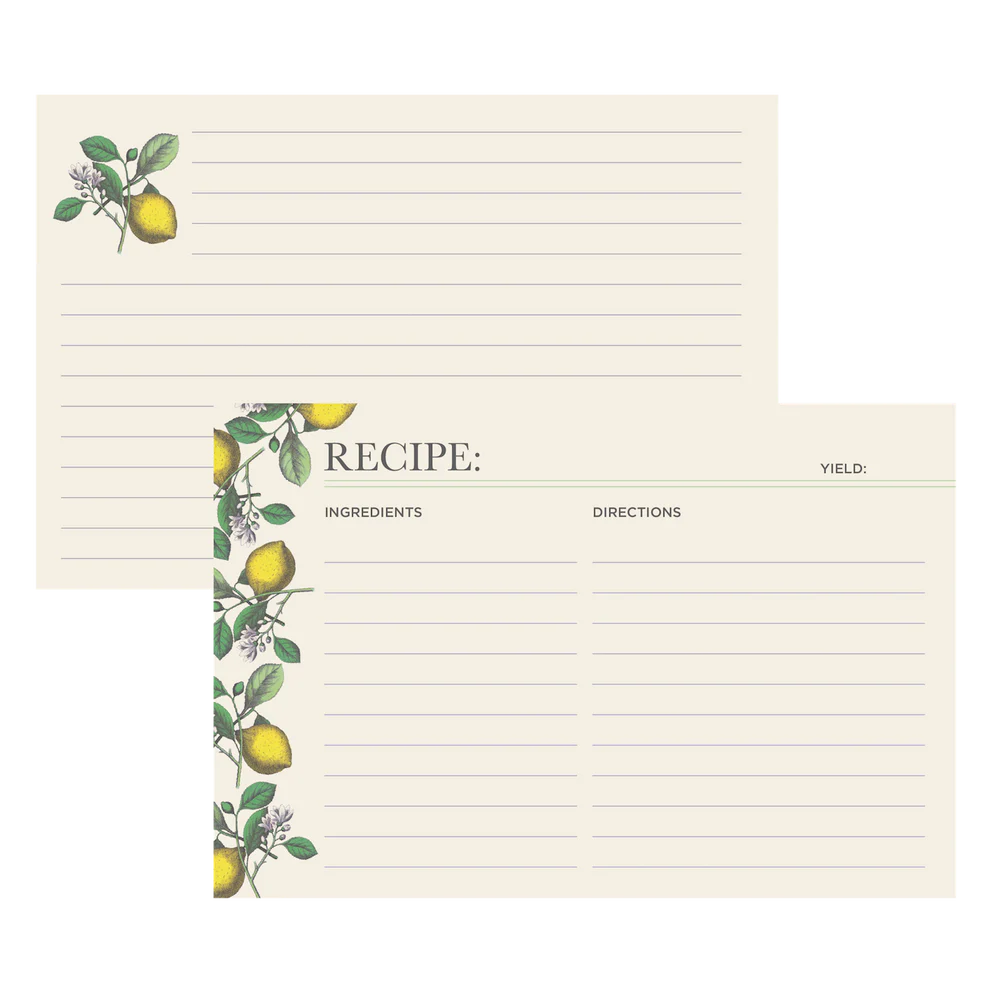 Lemon Recipe Card, Set of 12
