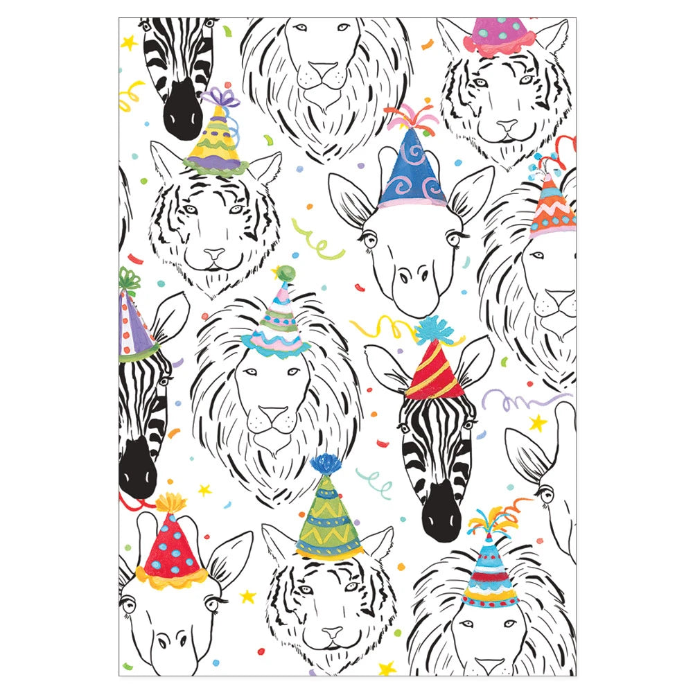 Caspari Safari Celebration Birthday Card - 1 Card & 1 Envelope
