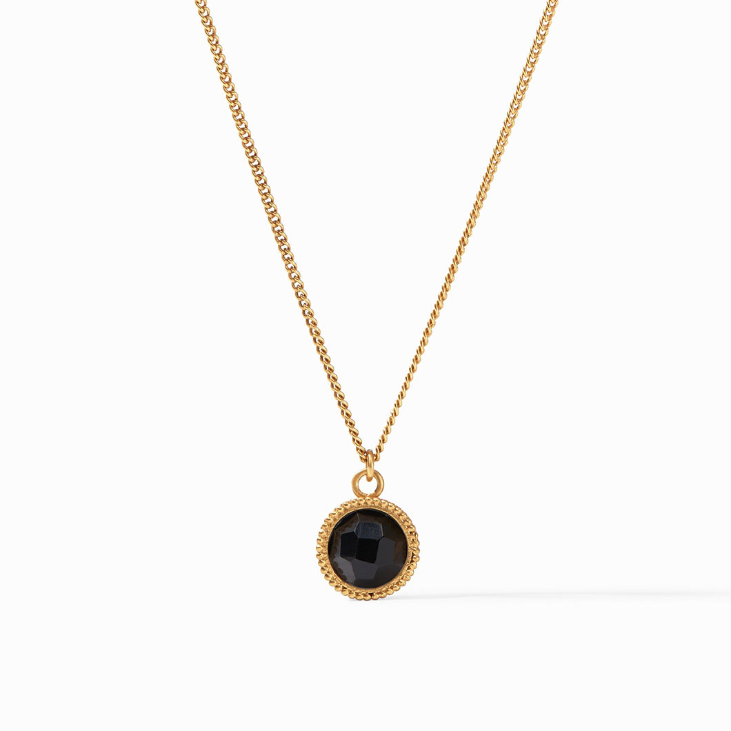 Fleur-de-Lis Solitaire Necklace, Obsidian Black