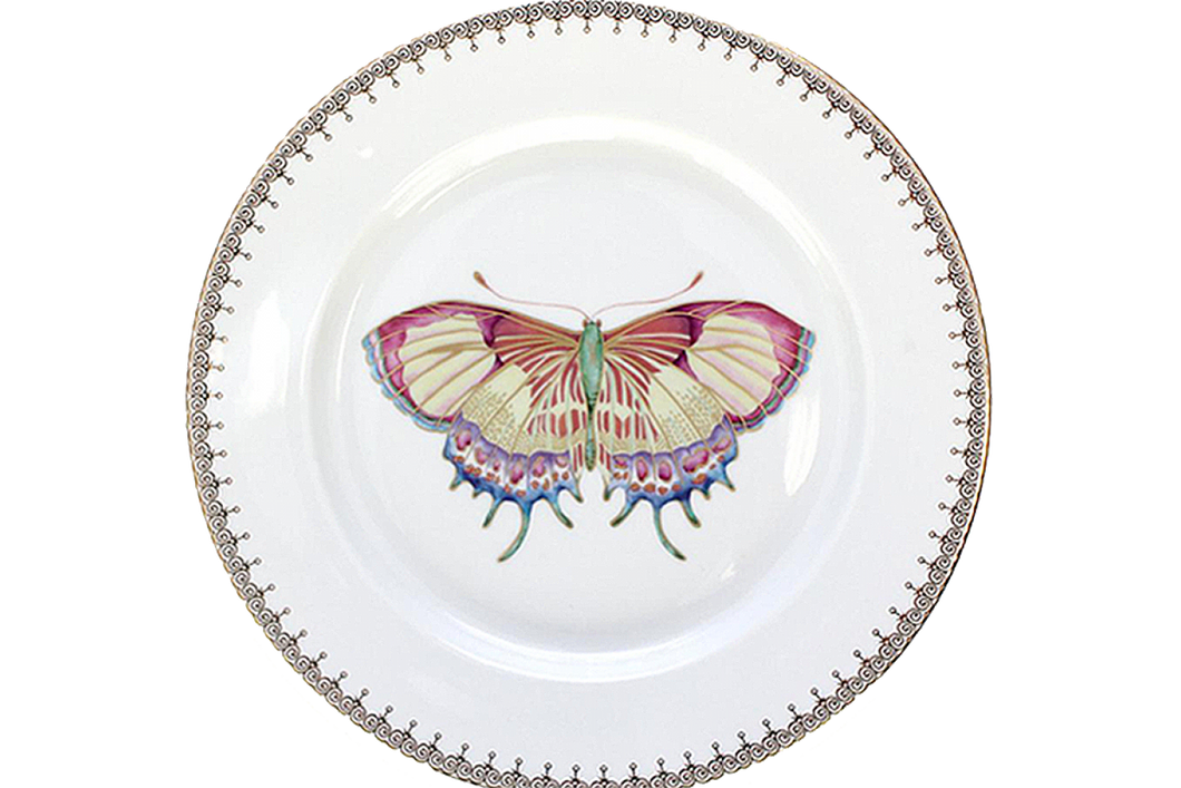 Golden Teardrop Butterfly Dessert Plate