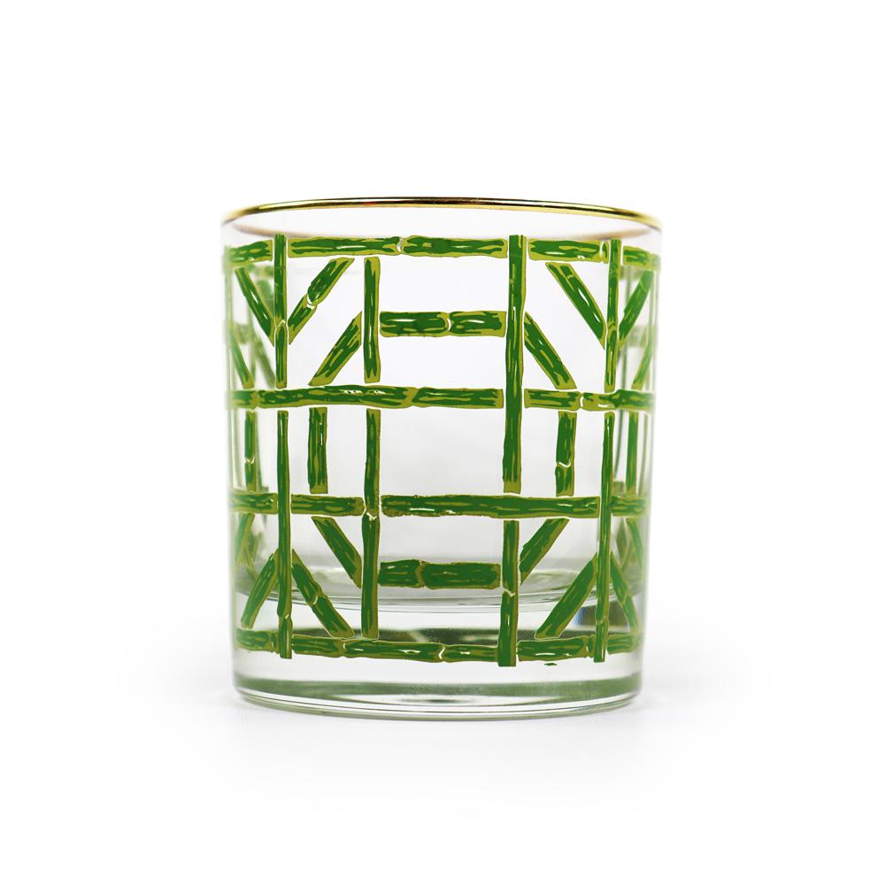 Green Bamboo Bourbon Glass, Set of 4