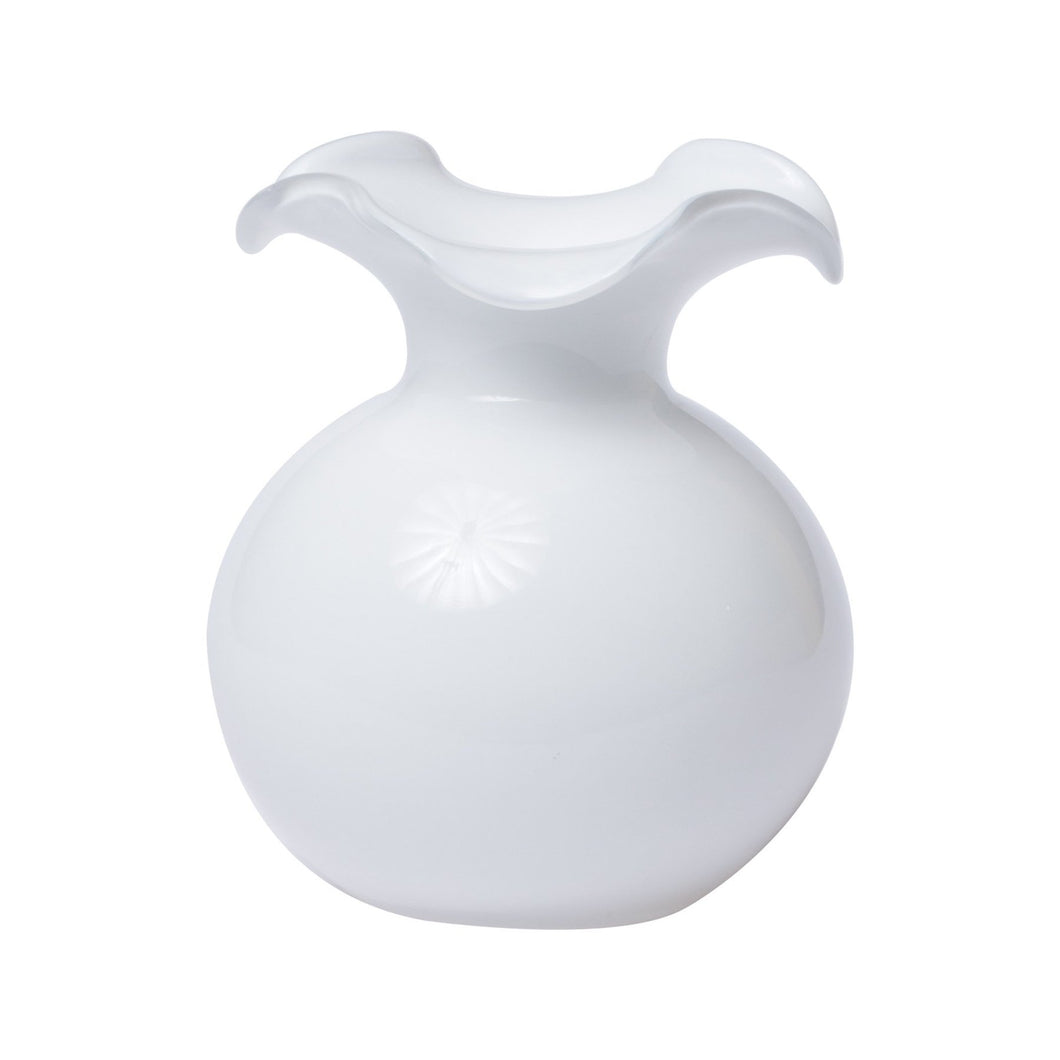 Hibiscus Small Fluted Vase, White