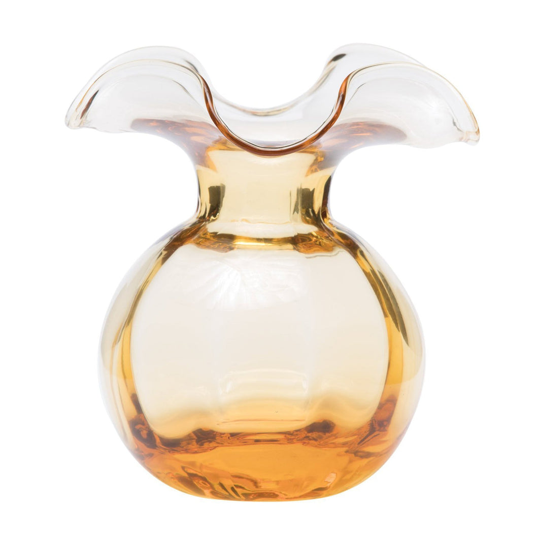 Hibiscus Glass Medium Fluted Vase, Amber