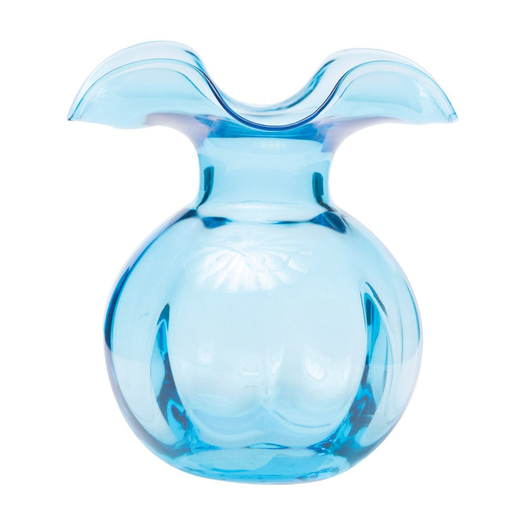 Hibiscus Glass Medium Fluted Vase, Aqua