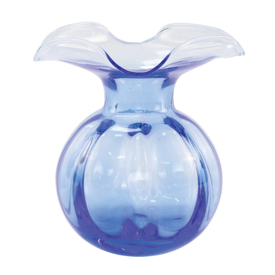 Hibiscus Glass Medium Fluted Vase, Cobalt
