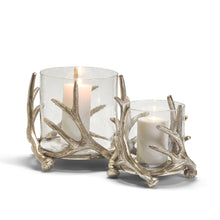 Load image into Gallery viewer, Silver Antler Candleholder &amp; Glass Votive, Lg
