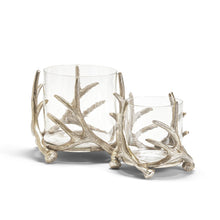 Load image into Gallery viewer, Silver Antler Candleholder &amp; Glass Votive, Sm
