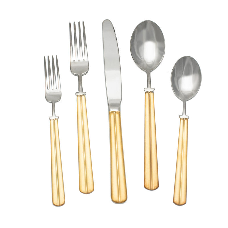 Brooklyn 5 pc Place Setting, Gold Matte