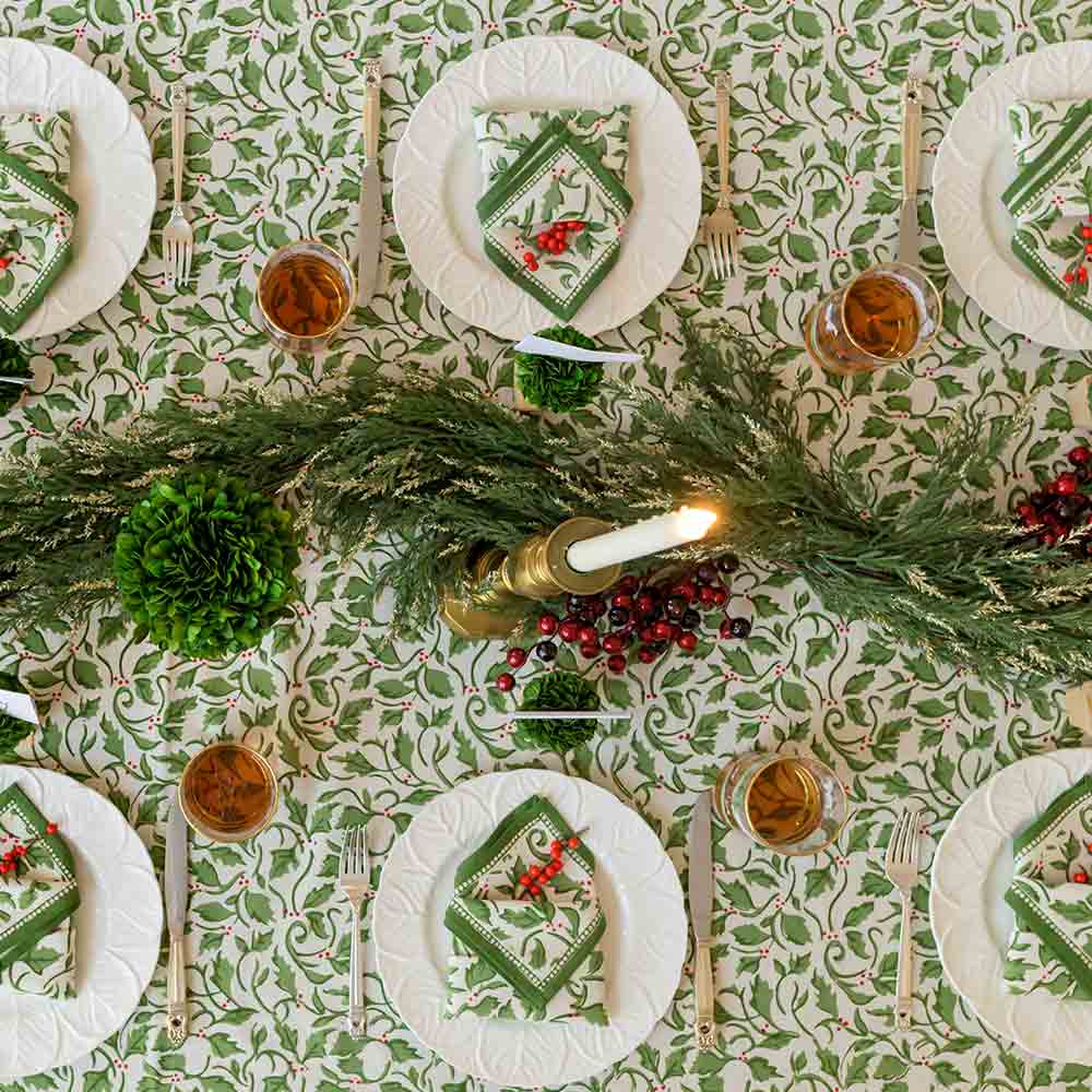Holly Berry Tablecloth, 55 x 55