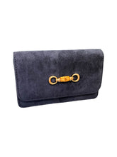 Load image into Gallery viewer, Ruby Navy Minaudière Clutch, Bamboo Toggle
