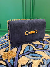 Load image into Gallery viewer, Ruby Navy Minaudière Clutch, Bamboo Toggle
