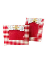 Load image into Gallery viewer, Red Check Silk Frame with White Bow &amp; Snowflake, 5x7
