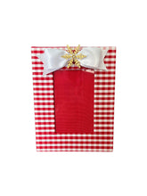Load image into Gallery viewer, Red Check Silk Frame with White Bow &amp; Snowflake, 5x7
