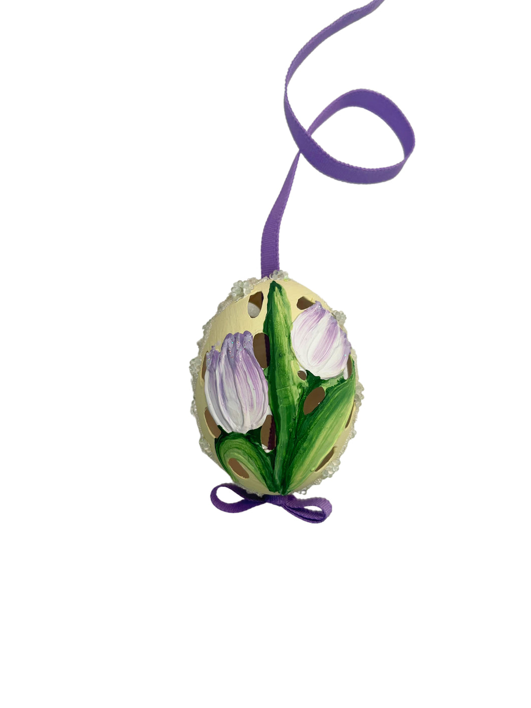 Lavender Tulips Painted Easter Egg