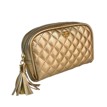 Load image into Gallery viewer, Classic Small Makeup Case, Gold Quilted
