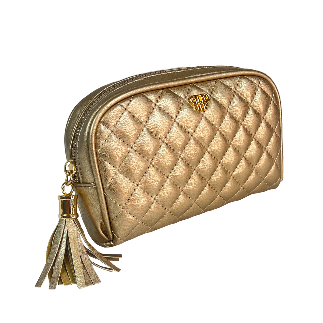 Classic Small Makeup Case, Gold Quilted