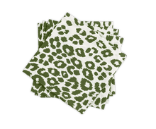 Load image into Gallery viewer, Schumacher Iconic Leopard Napkin, Green, Set of 4
