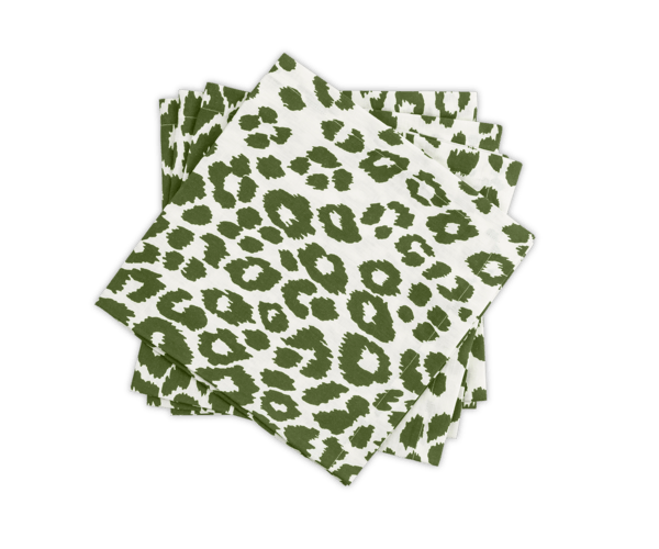 Schumacher Iconic Leopard Napkin, Green, Set of 4