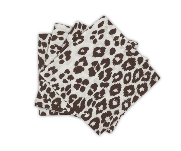 Schumacher Iconic Leopard Napkin, Cinder, Set of 4