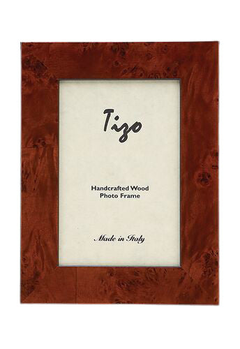 Wide Burl Pattern Italian Wood Frame, Brown