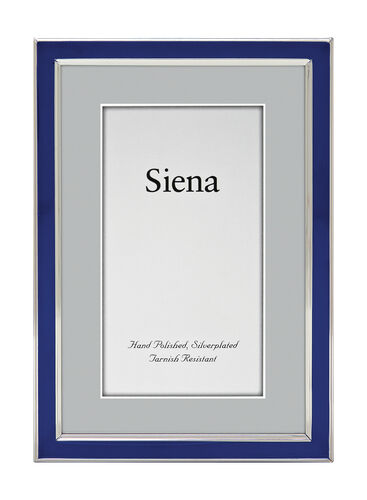 Narrow Enameled Silverplate Frame, Blue 4x6