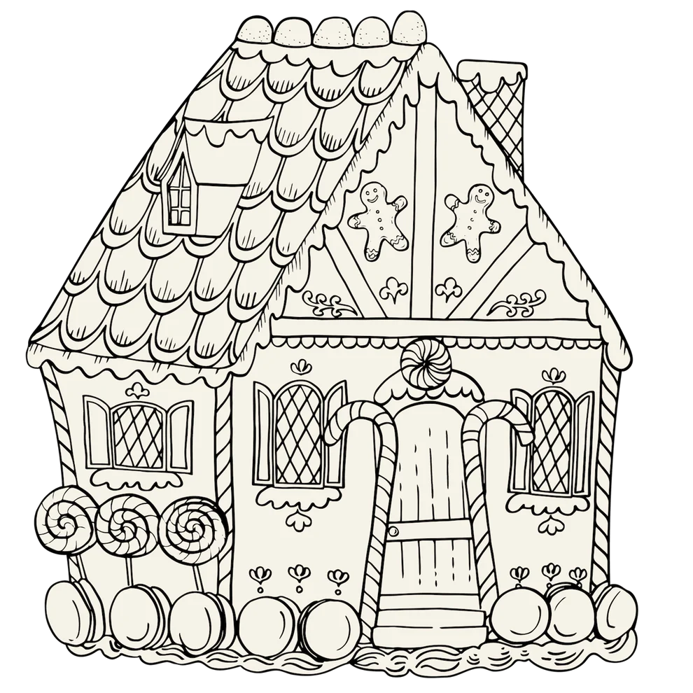 Gingerbread House Coloring Placemat, 12 Sheets
