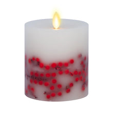 Load image into Gallery viewer, Embedded Red Berries Flameless Pillar Candle, 6.5&quot;
