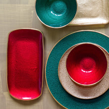 Load image into Gallery viewer, Metallic Glass Ruby Rectangular Tray
