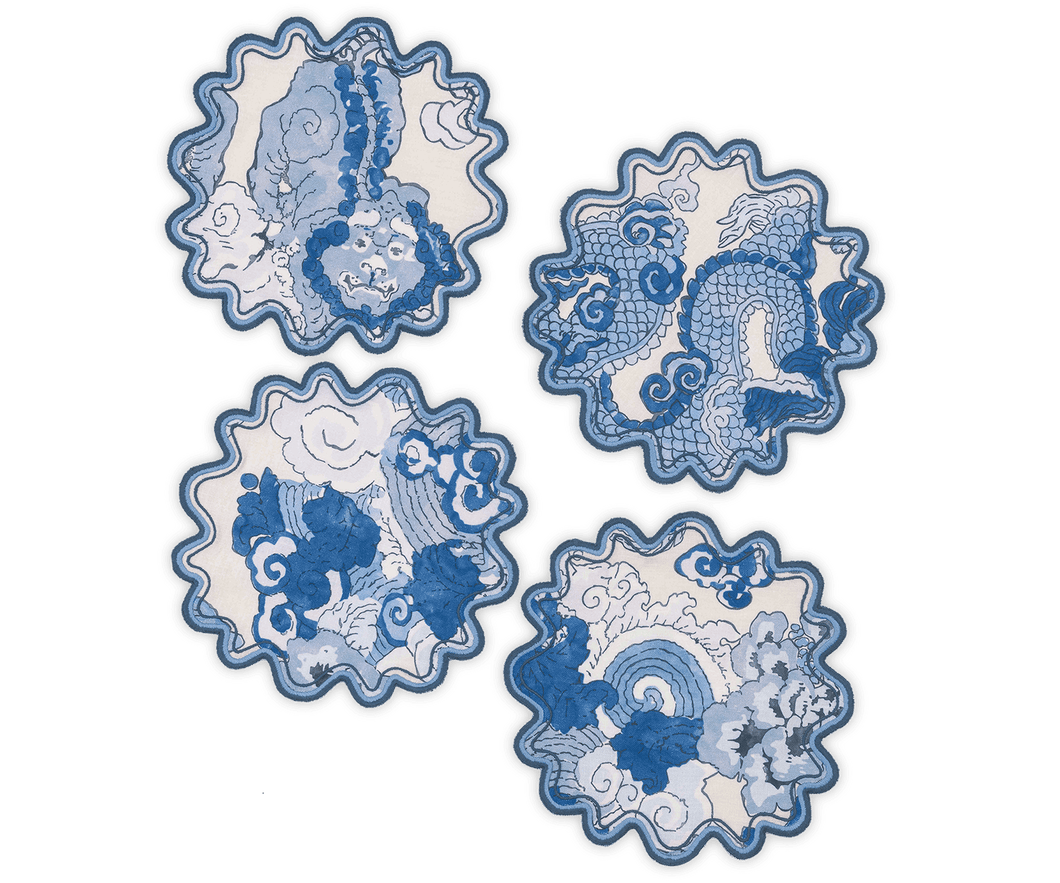 Magic Mountain Cocktail Napkins- Set of 4, Porcelain Blue