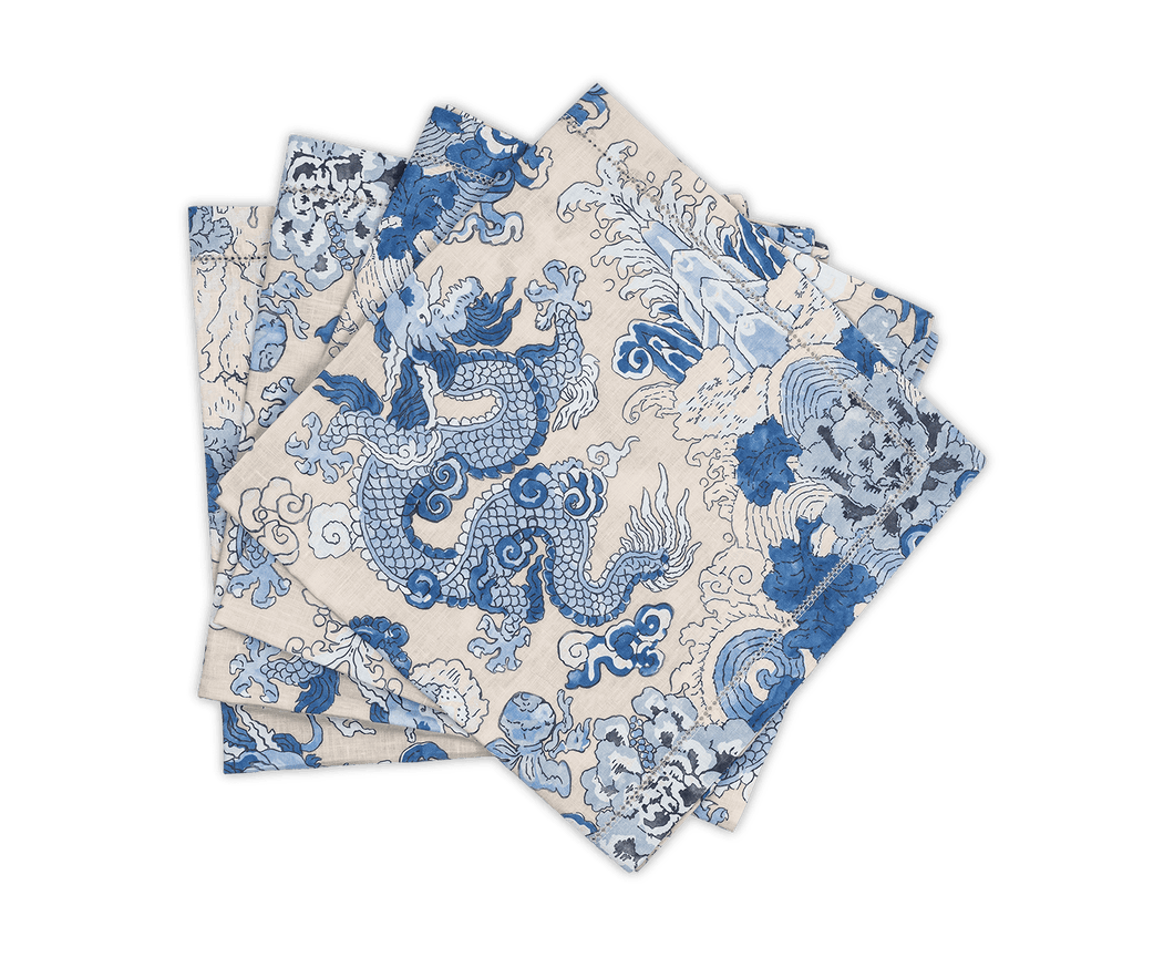 Magic Mountain Dinner Napkins- Set of 4, Porcelain Blue