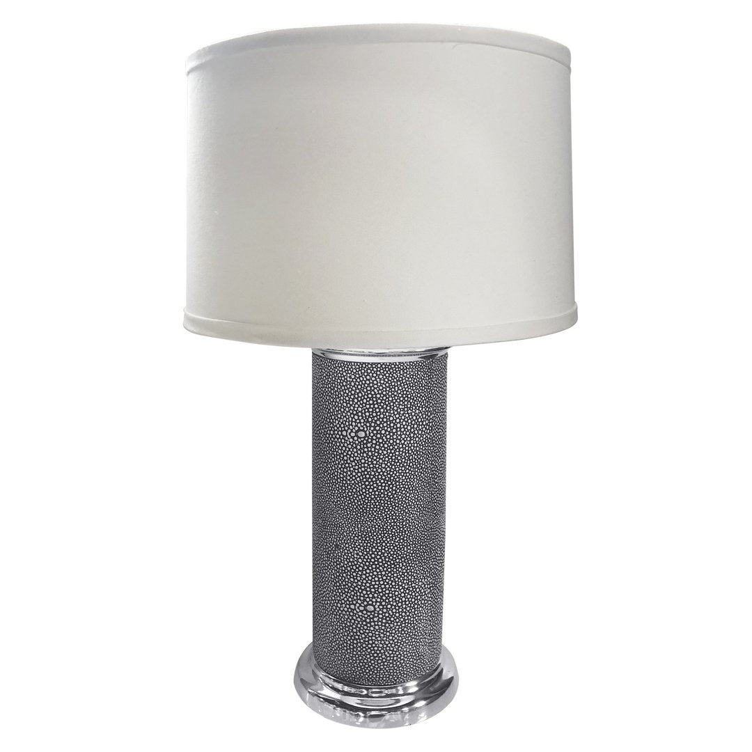 Mariposa Silver Shagreen Leather Column Table Lamp
