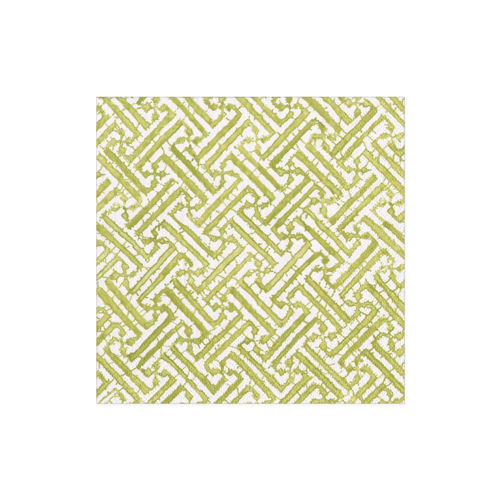 Fretwork Paper Cocktail Napkins in Moss Green - 20 Per Package