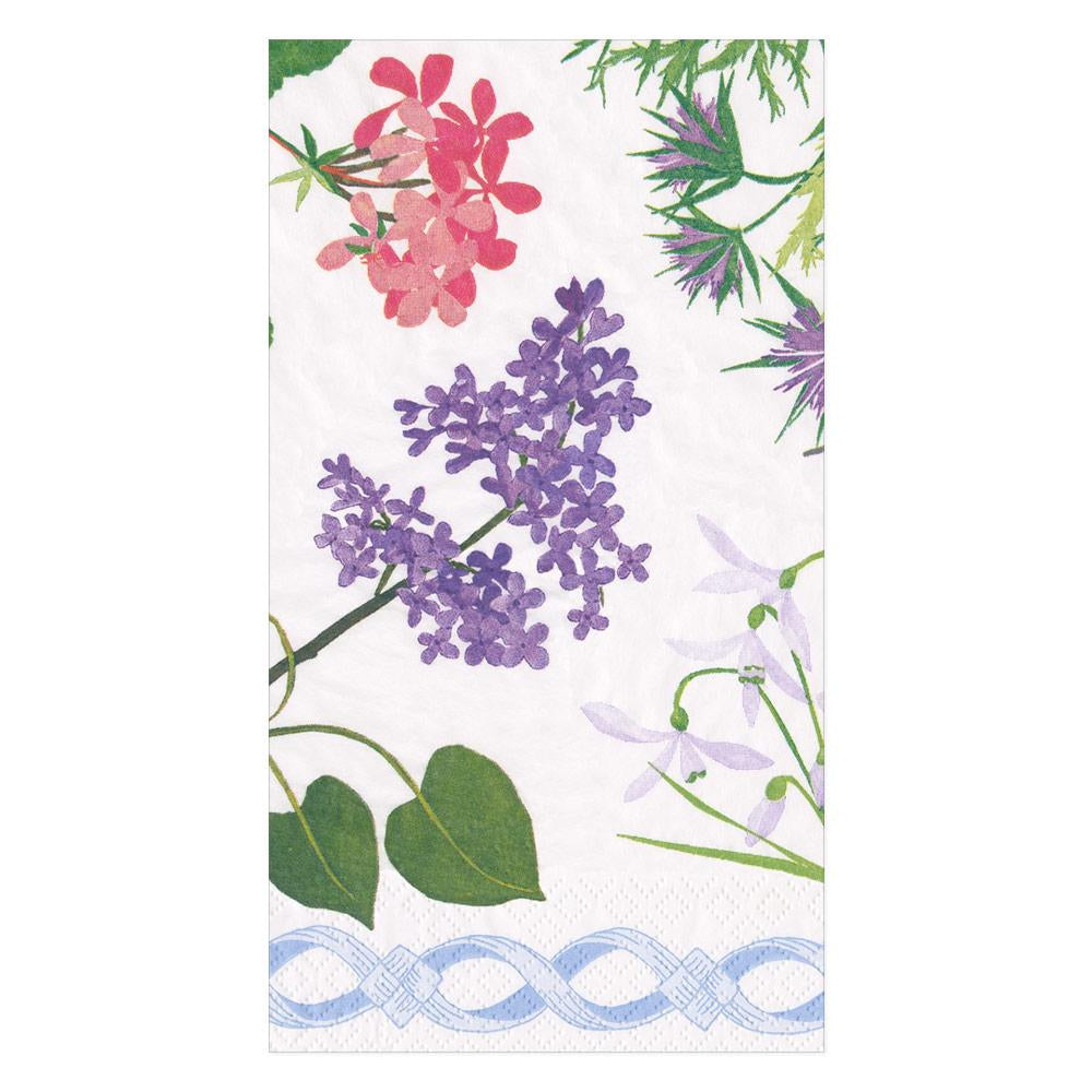 Mary Delany Flower Mosaics Paper Guest Towel Napkins in White - 15 Per Package
